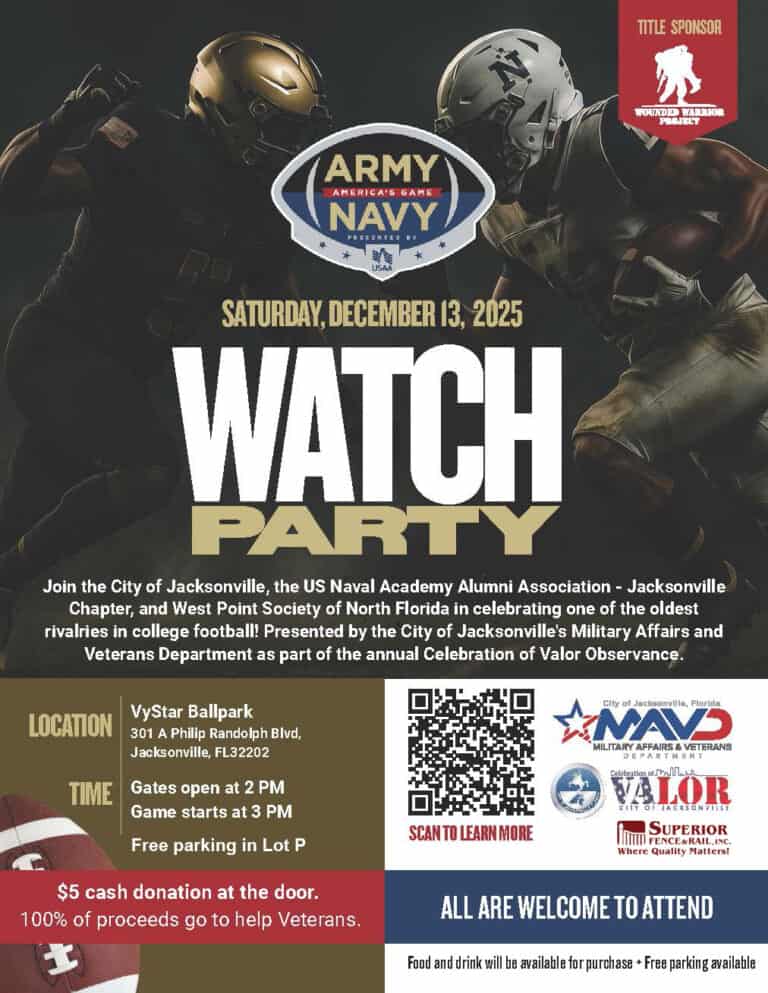 The Military Affairs and Veterans Department Watch Party for the Army vs. Navy game takes place on December 13th.