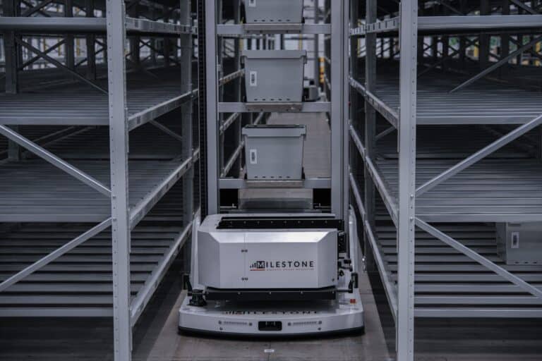 A Hai robot with Milestone branding on site